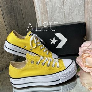 Converse Ctas Lift OX Canvas Yellow Women Platform